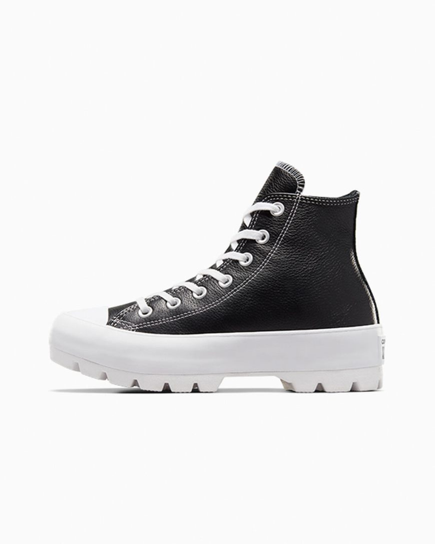 Zapatillas Altas Converse Chuck Taylor All Star Lugged Cuero Mujer Negras Blancas | PE LW40E8